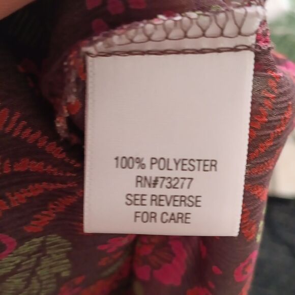 Apt 9 sheer floral long-sleeve velvet trim boho top sz L - Picture 12 of 13